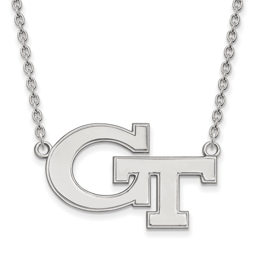 10k White Gold Georgia Technology Lg Logo Pendant Necklace