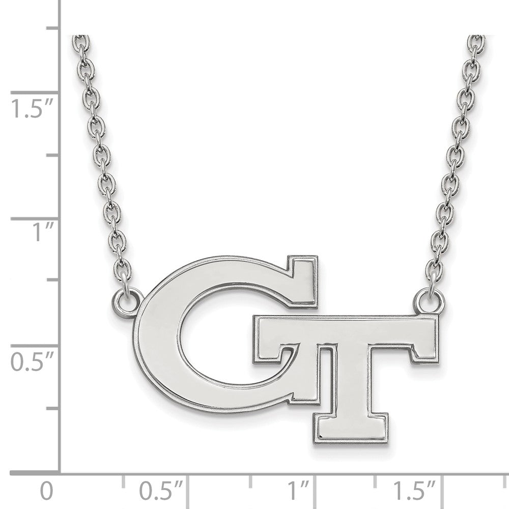 10k White Gold Georgia Technology Lg Logo Pendant Necklace