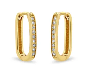 14K PAV DIAMOND THICK MEDIUM OVAL HINGE HOOPS