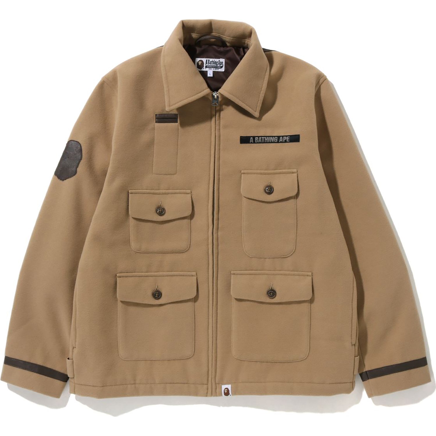 A BATHING APE MELTON RELAXED FIT ZIP JACKET MENS