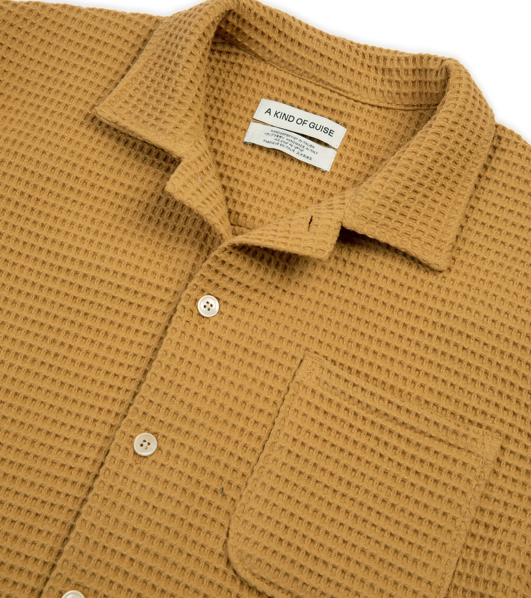 A Kind of Guise Atrato Cotton Waffle Overshirt: Ginger