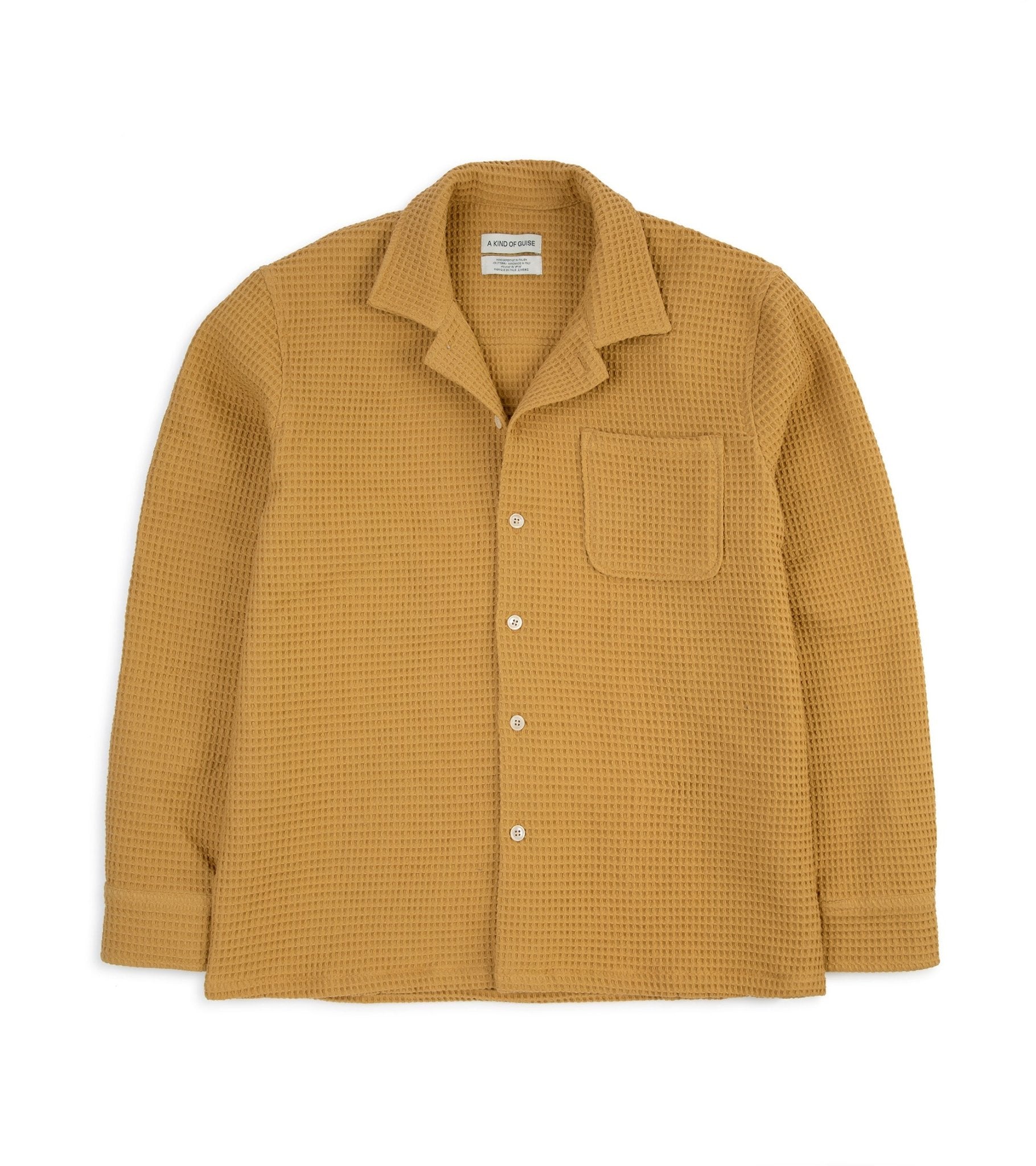 A Kind of Guise Atrato Cotton Waffle Overshirt: Ginger