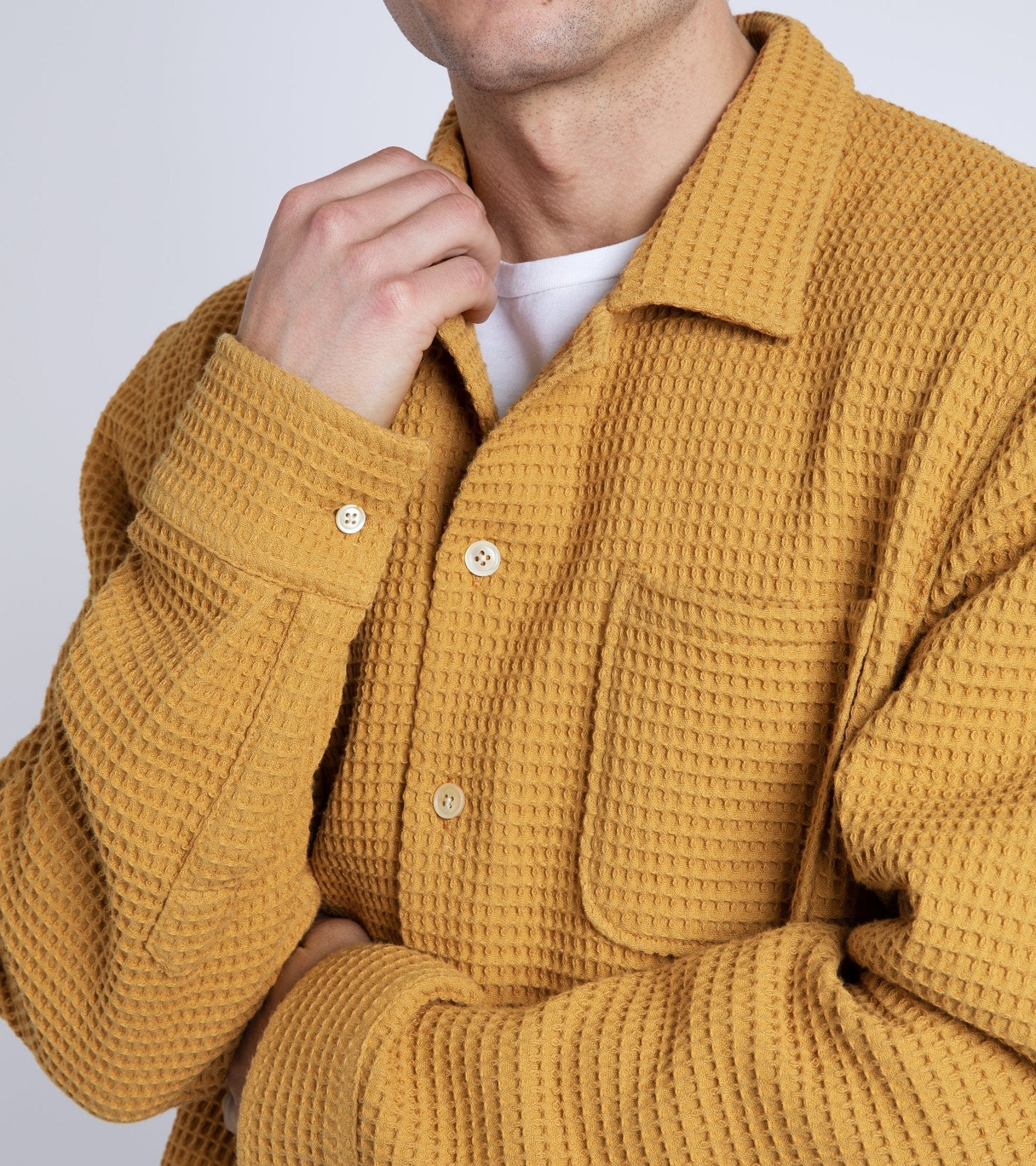 A Kind of Guise Atrato Cotton Waffle Overshirt: Ginger