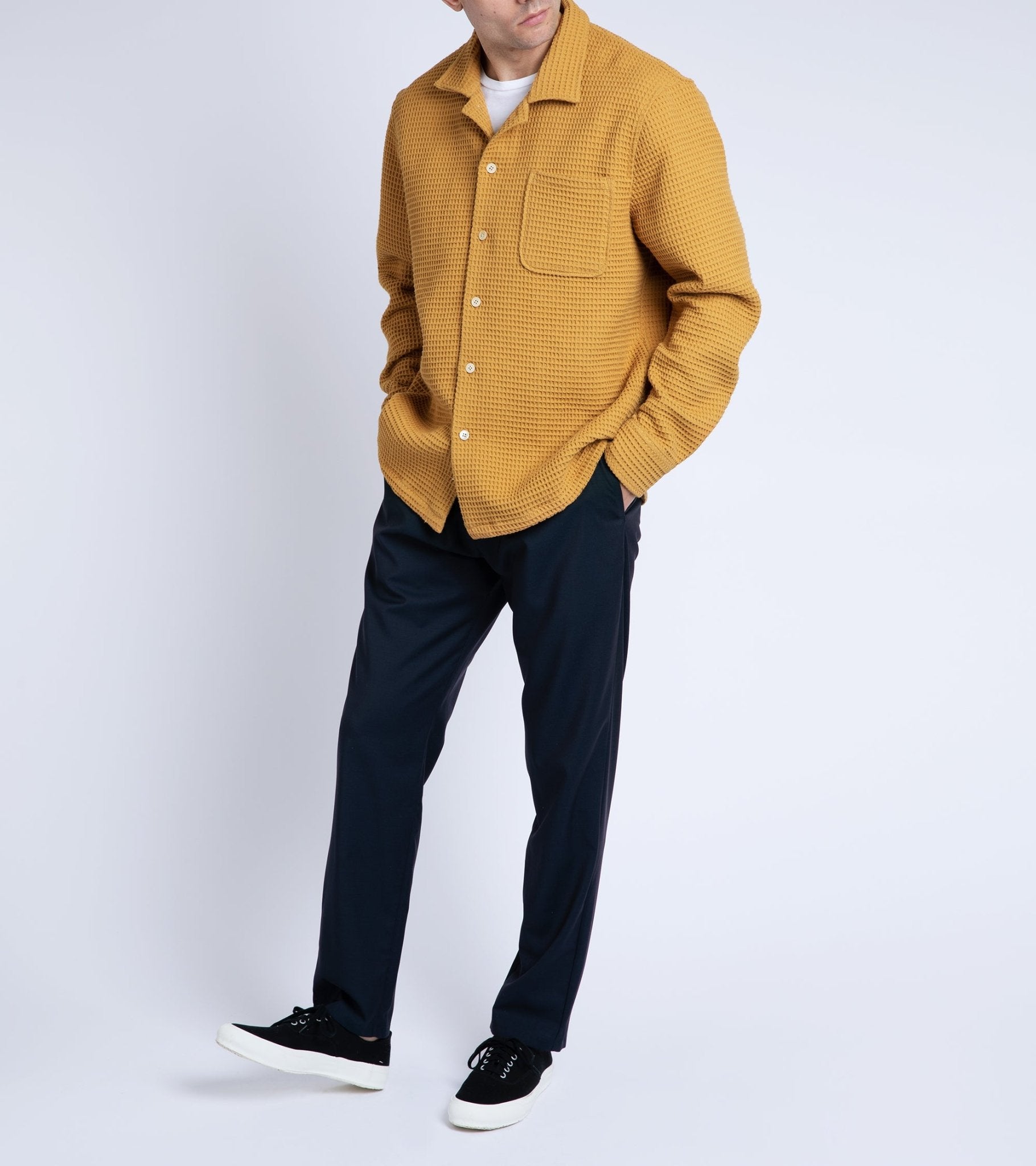 A Kind of Guise Atrato Cotton Waffle Overshirt: Ginger