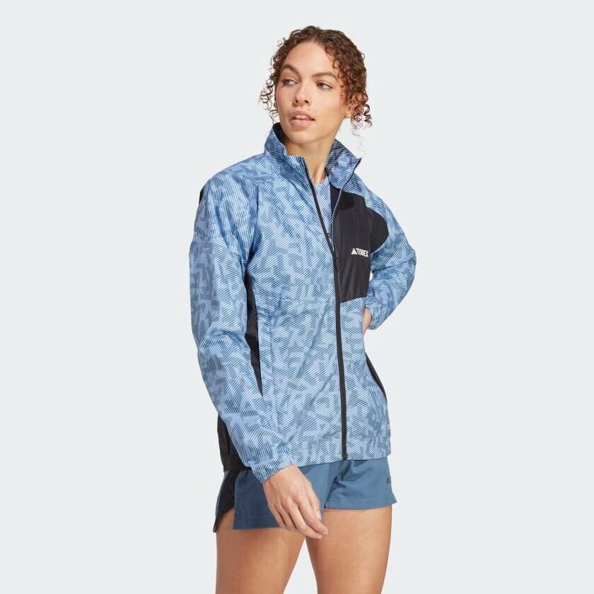 adidas Womens Terrex Trail Running Windbreaker Jacket Blue