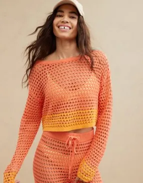 Aerie Crochet Vacay Sweater-