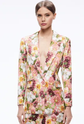 Alice & Olivia Justin Rolled Cuff Blazer in Juniper Floral