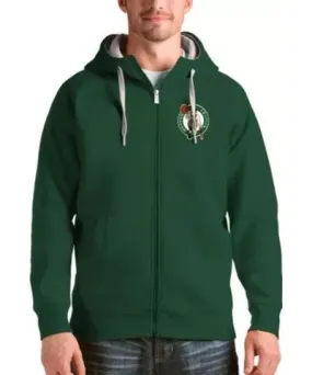 Antigua Men's NBA Hunter Boston Celtics Logo Victory Full-Zip Hoodie