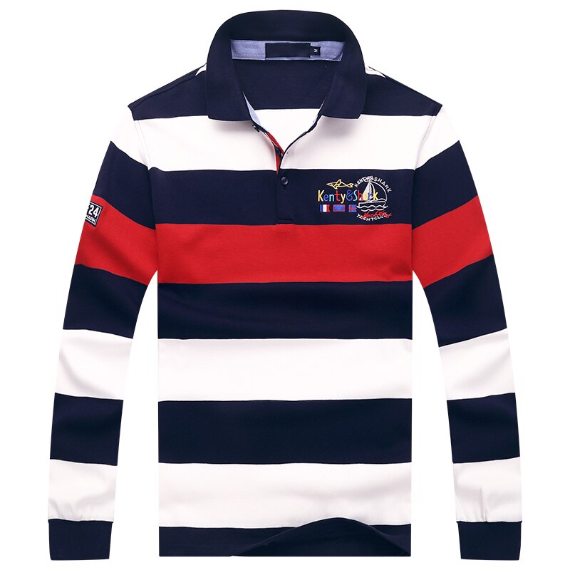 Ashore Shop Polo Shirt Men Long Sleeve High Quality Striped Pullovers Men 3D Embroidery Polo Shirts Tops