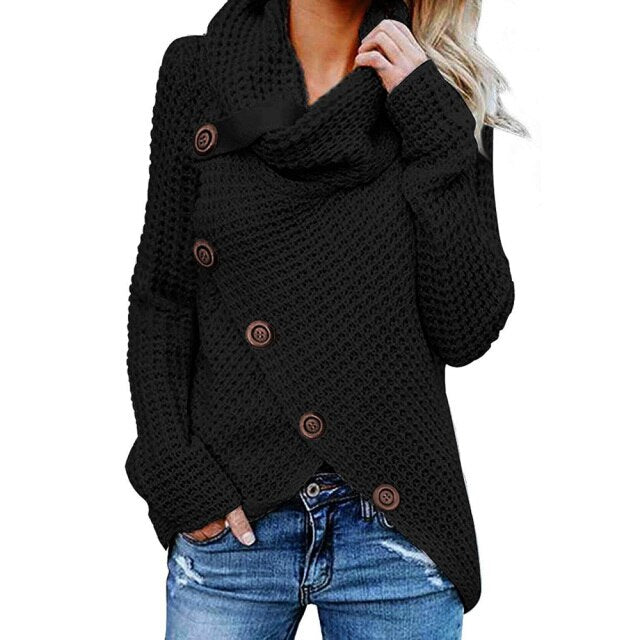 Ashore Shop Womens Knitted Pullover Turtleneck Cardigan Sweater