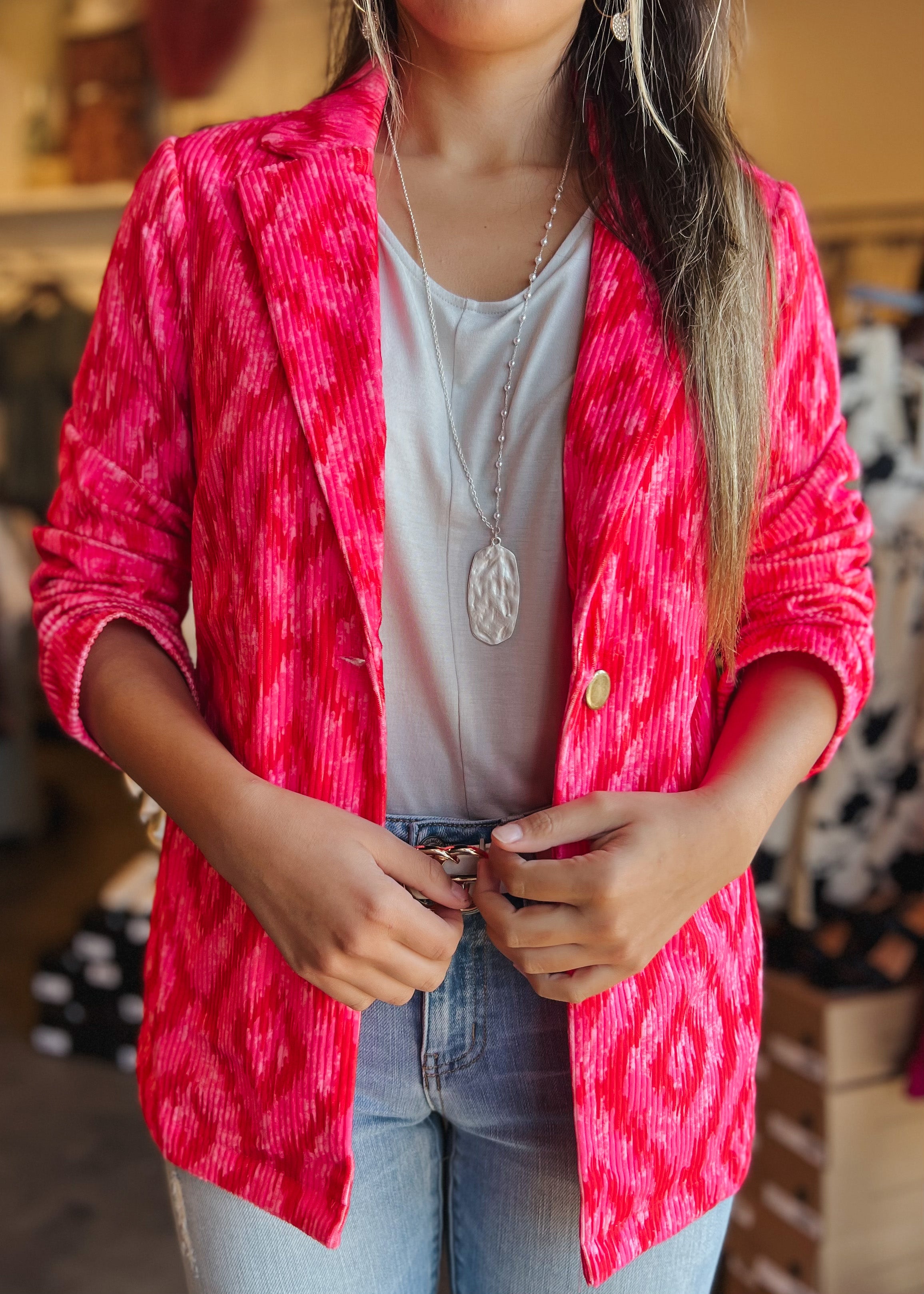 Aztec Rave Jacket l Hot Pink