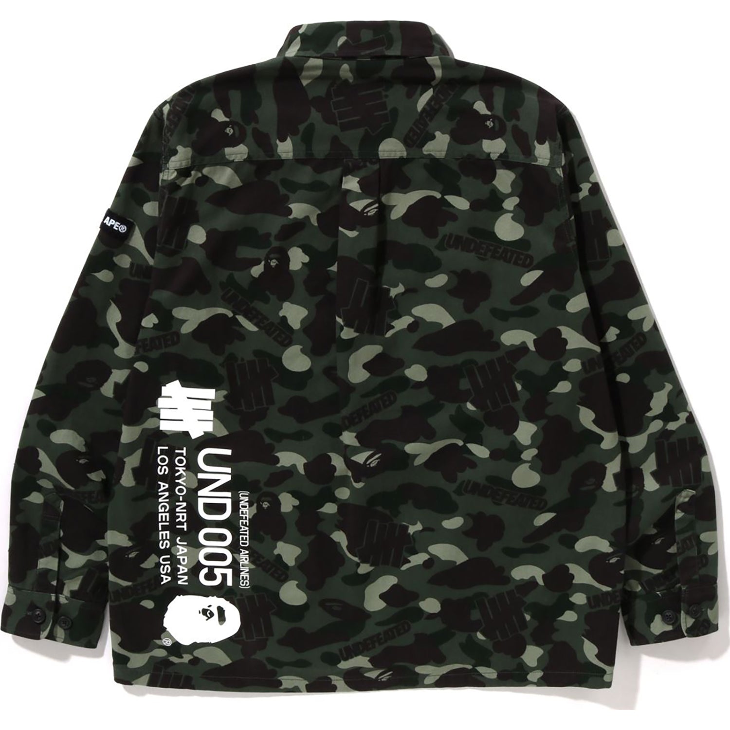 BAPE X UNDEFEATED COLOR CAMO FLANNEL JACKET MENS