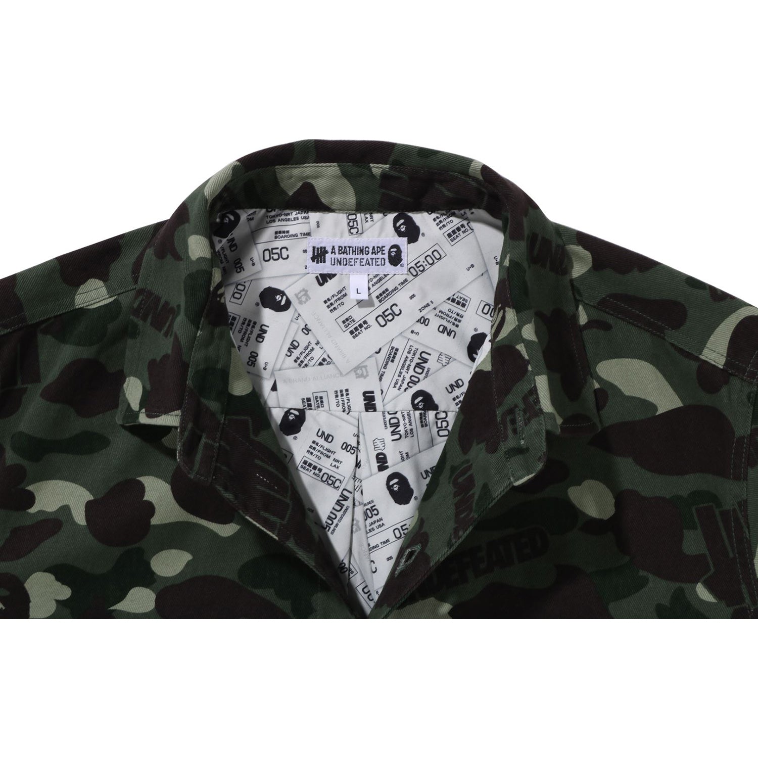 BAPE X UNDEFEATED COLOR CAMO FLANNEL JACKET MENS