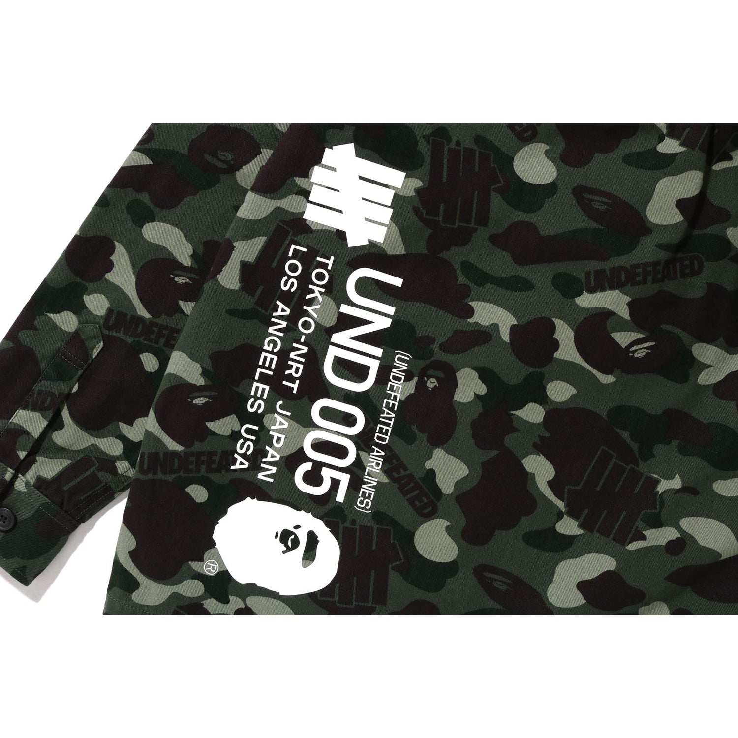 BAPE X UNDEFEATED COLOR CAMO FLANNEL JACKET MENS