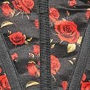 Black & Red Rose Print Open Cup Corset