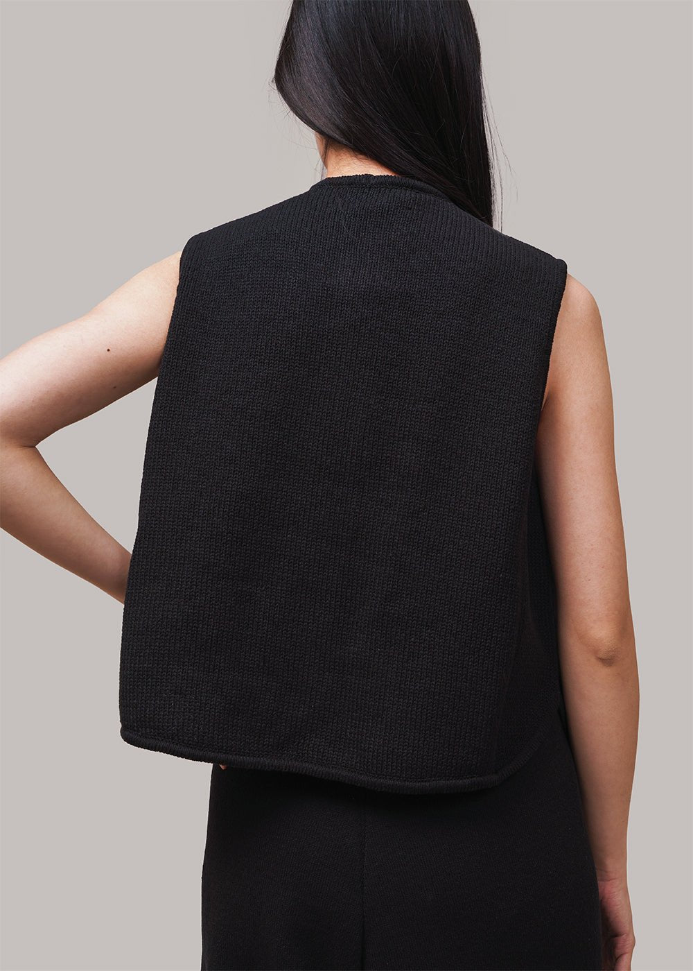 Black Boxy Cotton Waistcoat