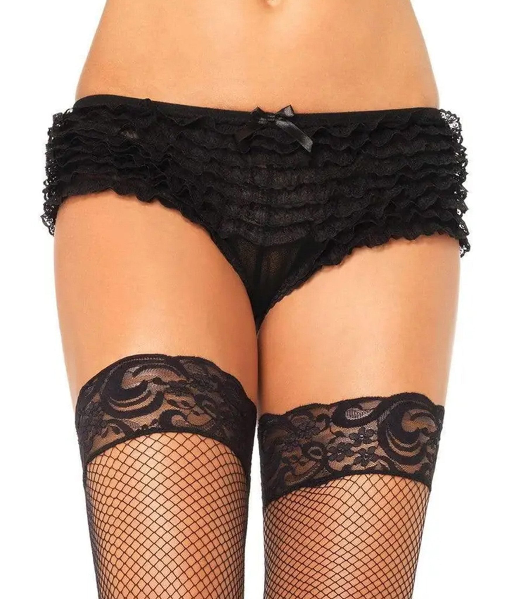 Black Lace Ruffle Boy Shorts