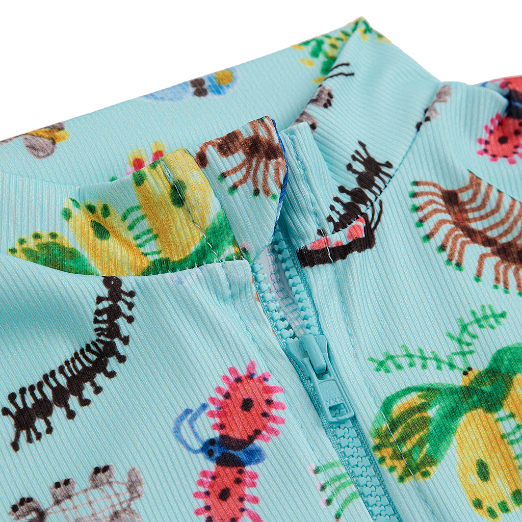 Bobo Choses Child Funny Insects All Over Swim Overall Aqua Blue