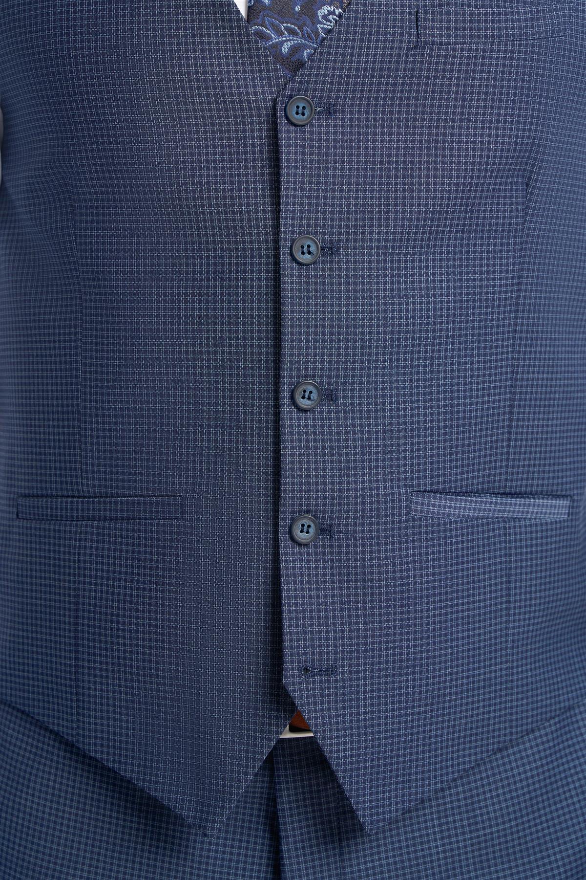 Bond Navy Check Waistcoat