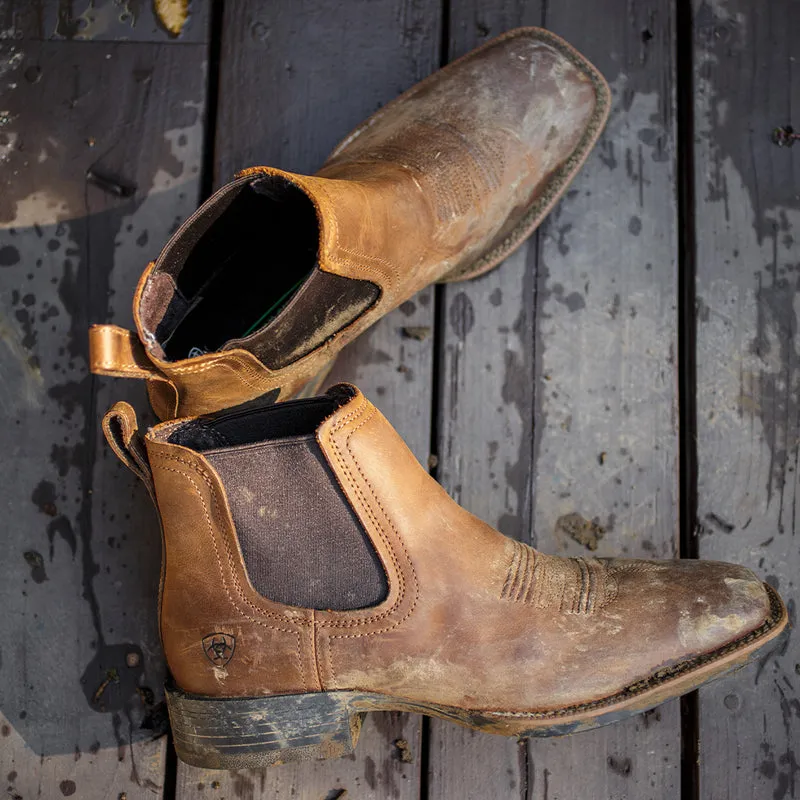 Booker Ultra Distressed Tan Square Toe Western Boot