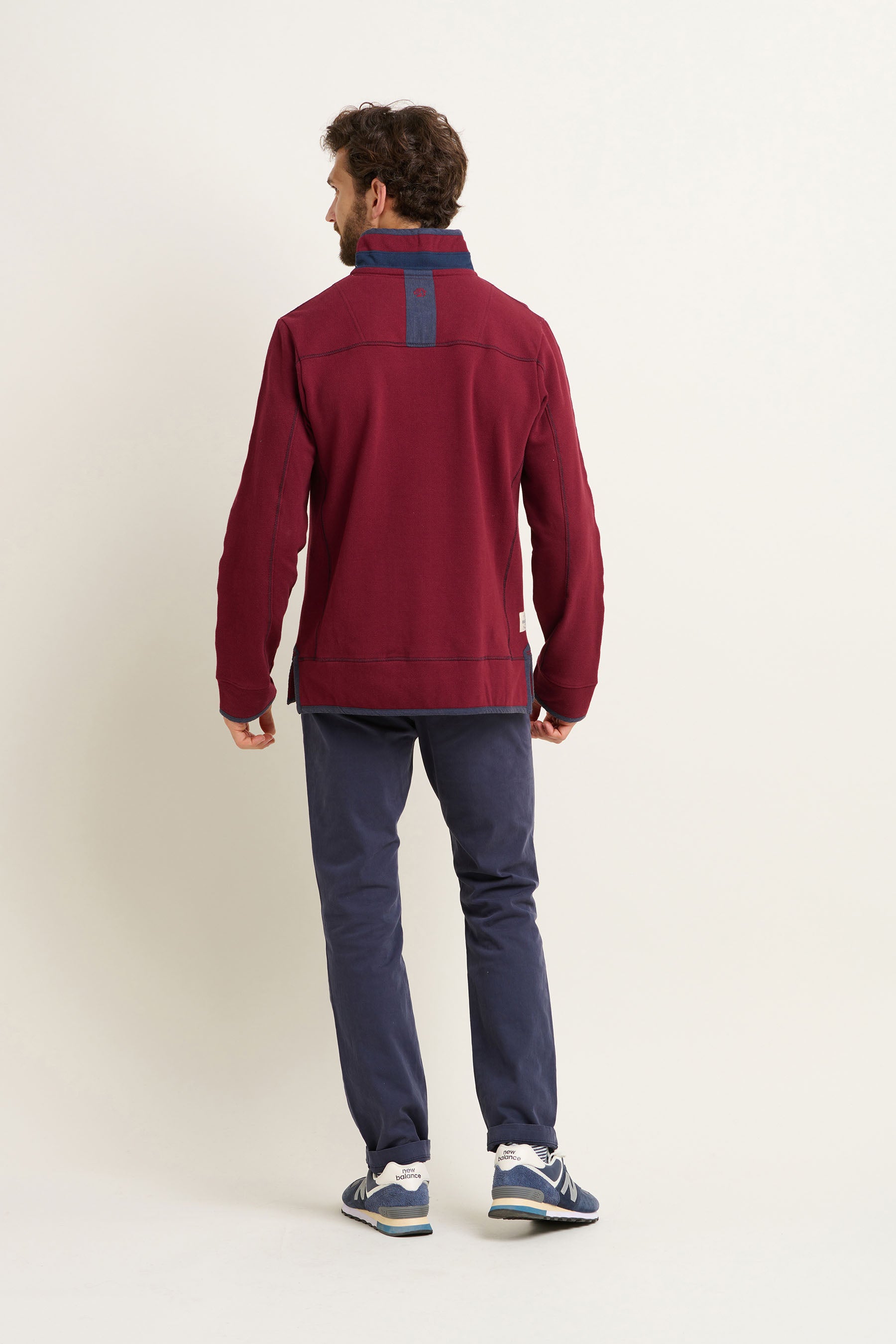 Burgundy Pique Quarter Zip Sweatshirt