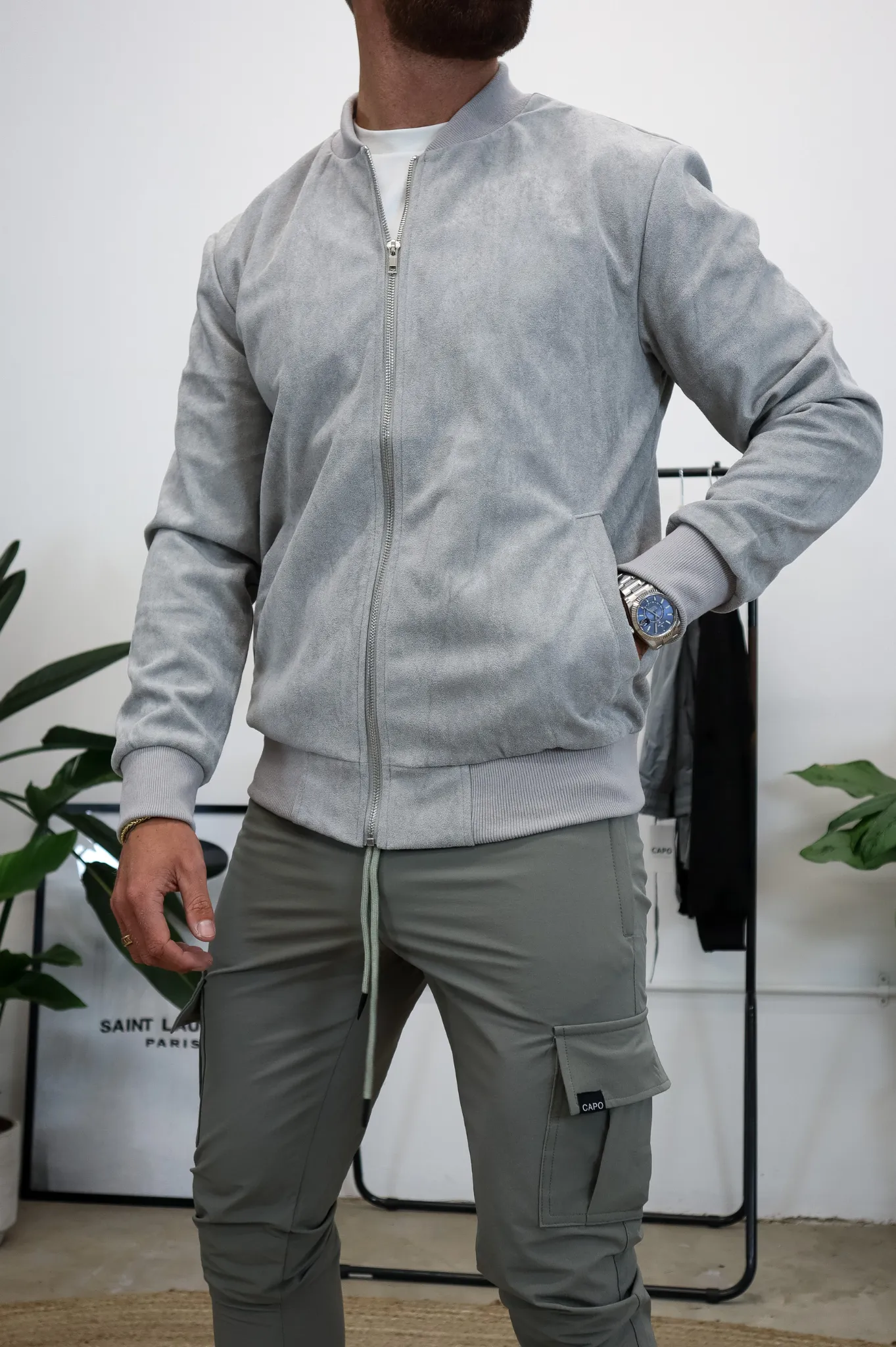 Capo SUEDE Bomber Jacket - Grey