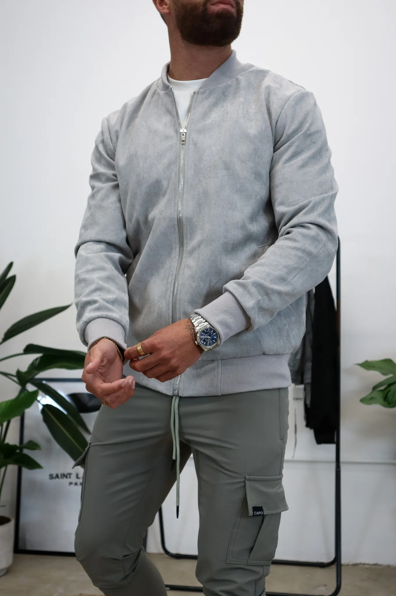 Capo SUEDE Bomber Jacket - Grey