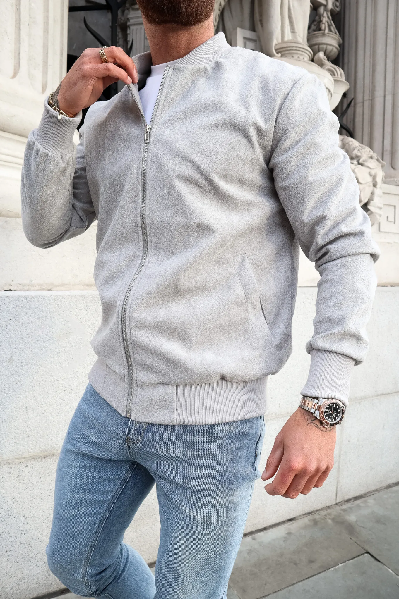 Capo SUEDE Bomber Jacket - Grey