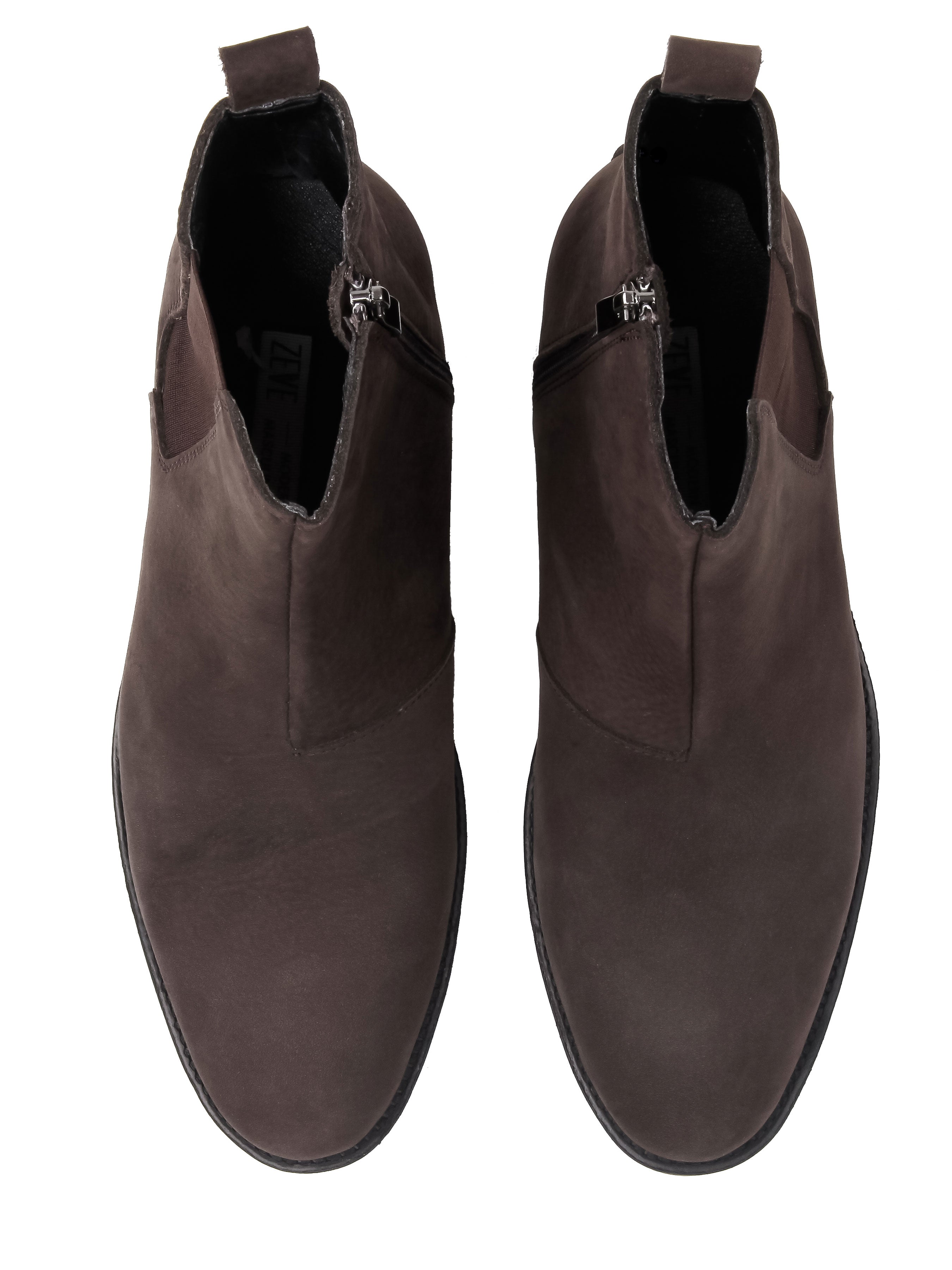 Chelsea Boots With Zipper - Coffee Nubuck Leather (Crepe Sole)