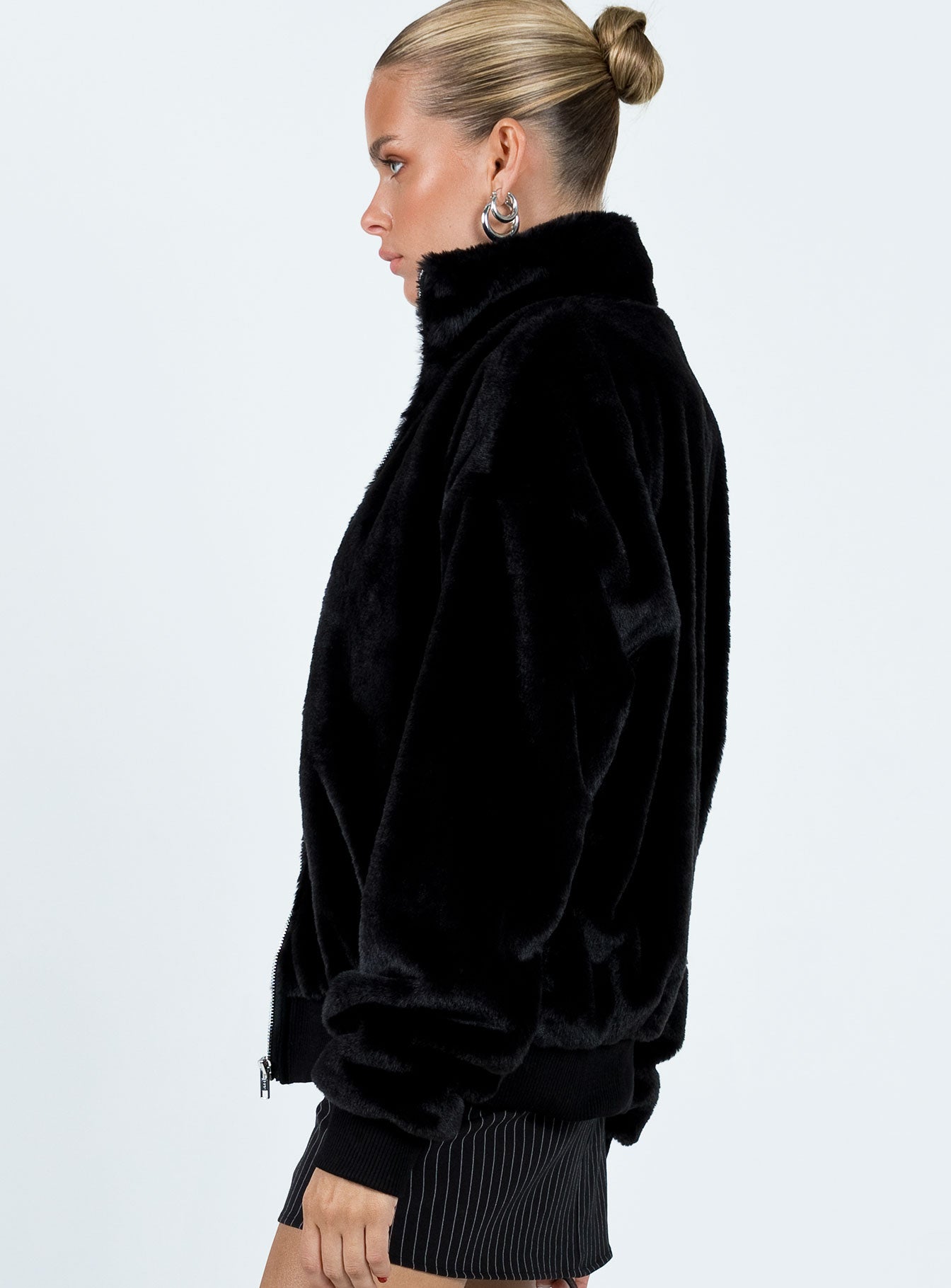 Cloyne Faux Fur Bomber Jacket Black