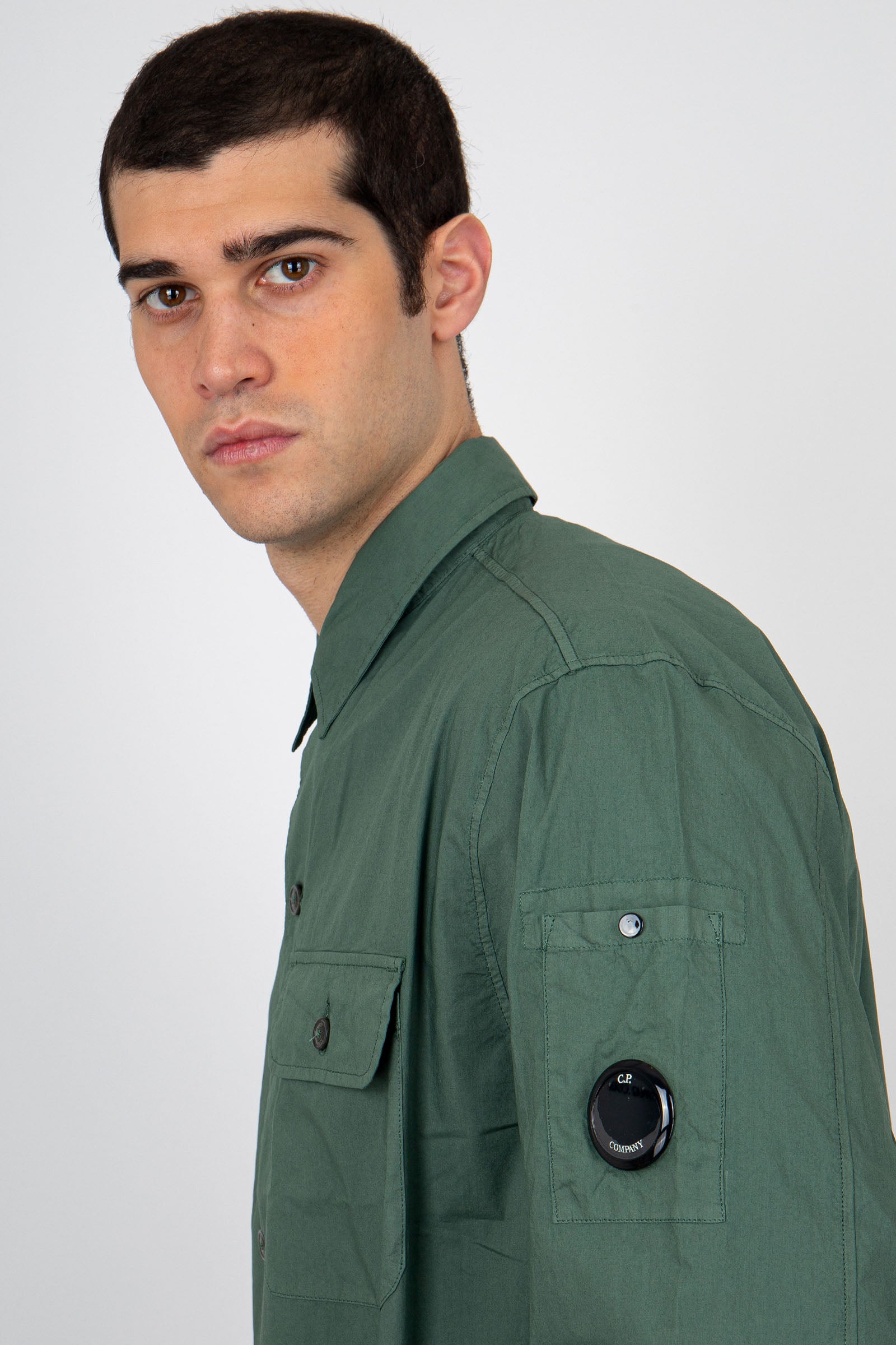 C.P. Company Camicia Popeline Workwear Cotone Verde