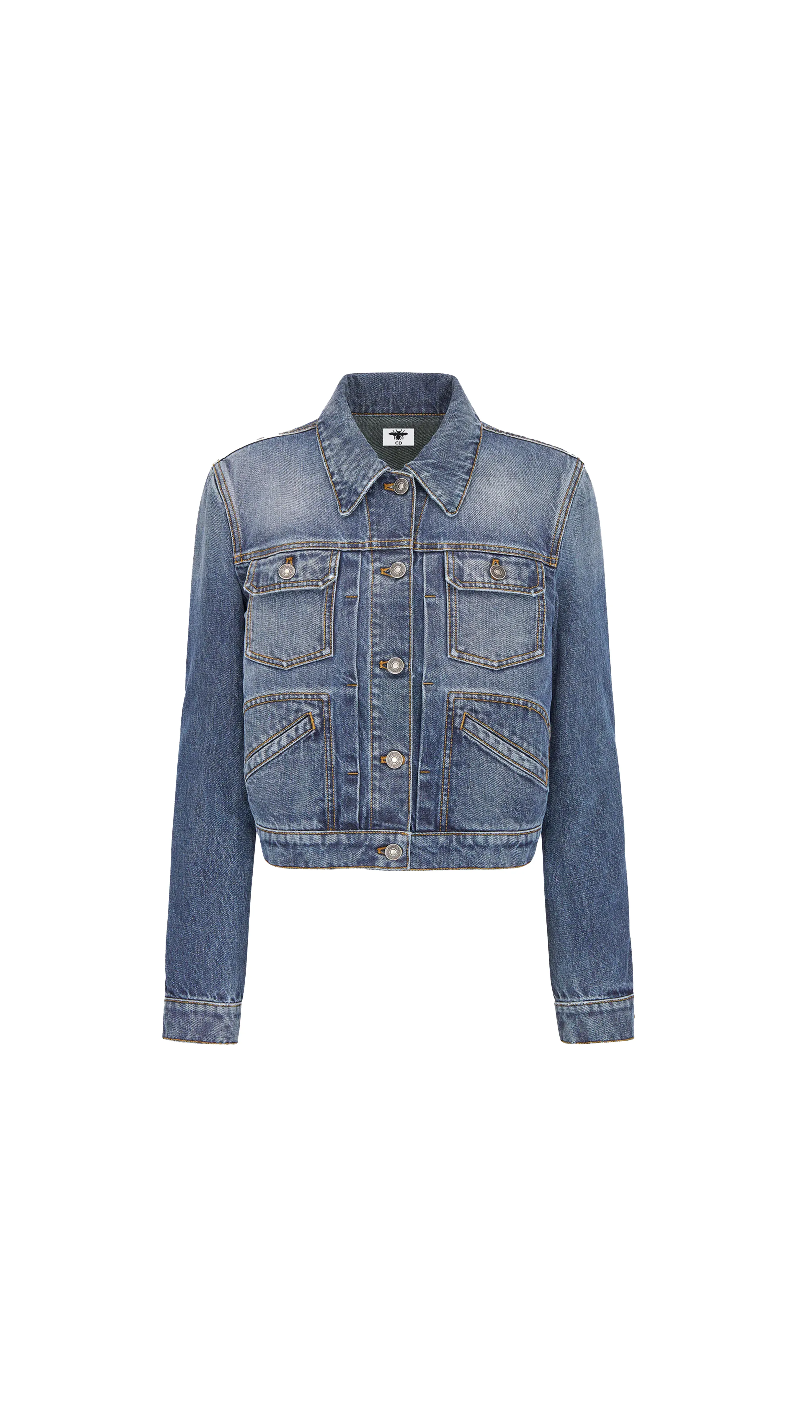 Cropped Denim Jacket - Blue