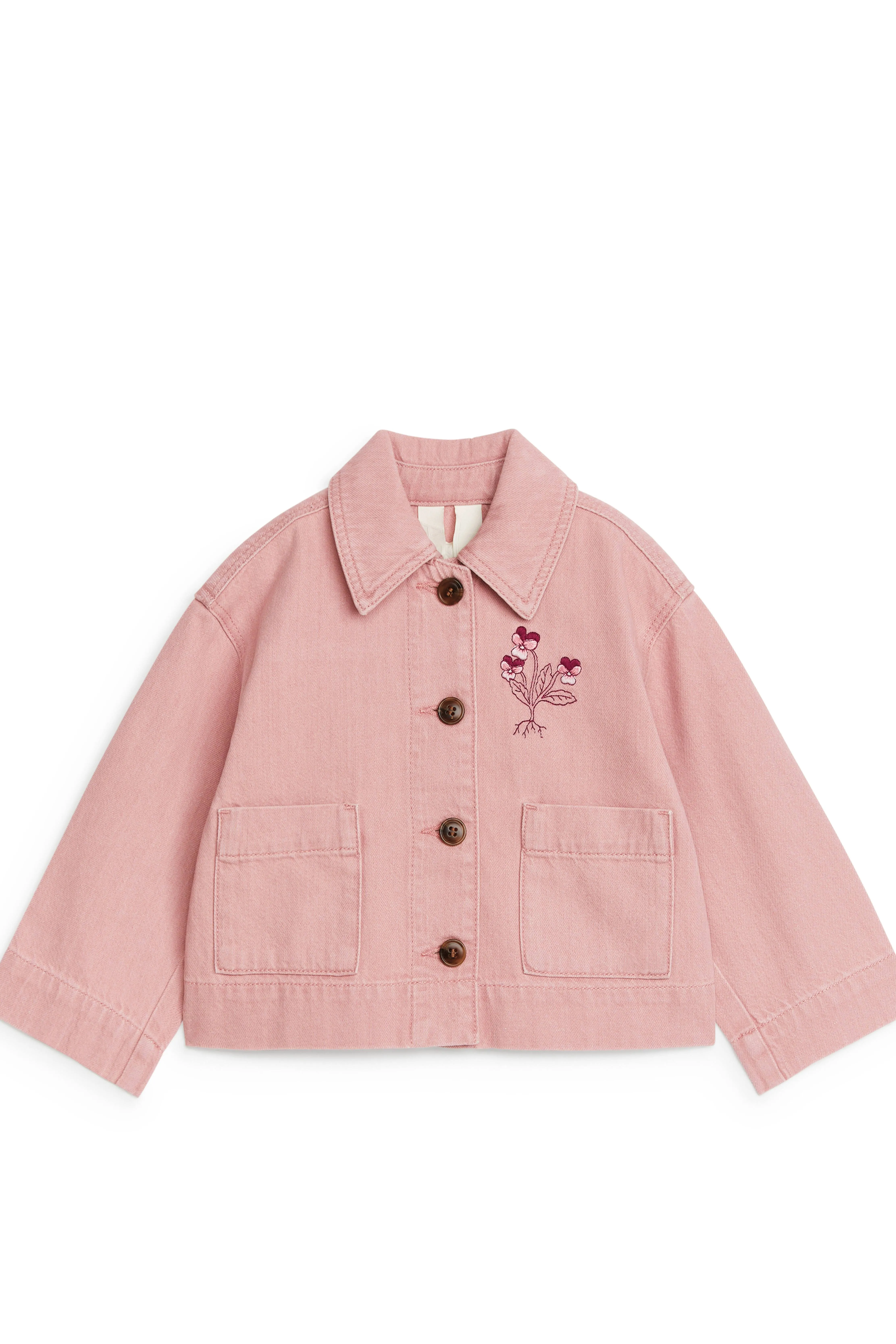 Cropped Denim Jacket - Long sleeve - Short - Dusty Pink - Kids | H&M GB