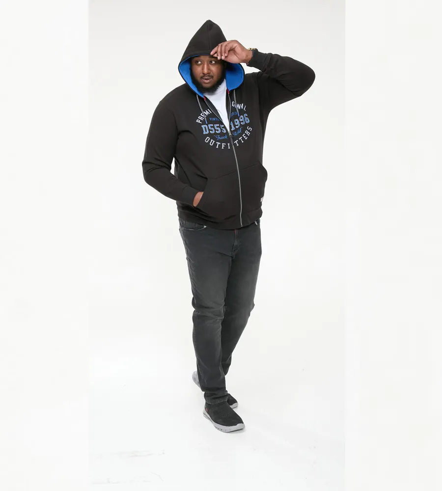 D555 Big Mens Hoodie With Full Zip and Chest Print (LINGARD)