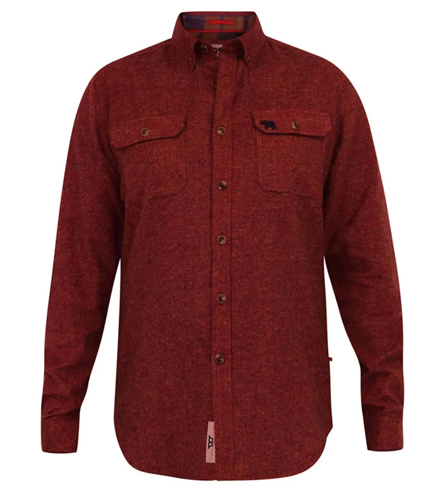 D555 Mens Long Sleeve Textured Overshirt With Two Patch Pockets (TOBIAS)