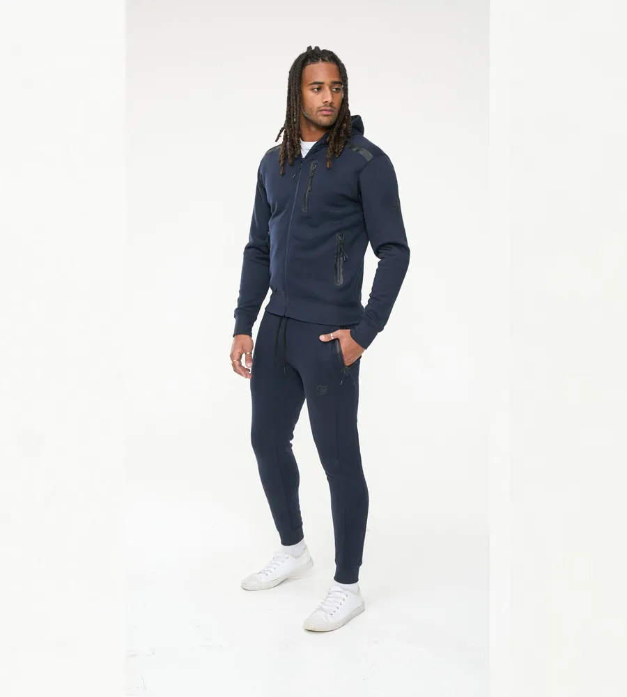 D555 Mens Navy Couture Hoodie With Reversed Zips (GABRIEL)