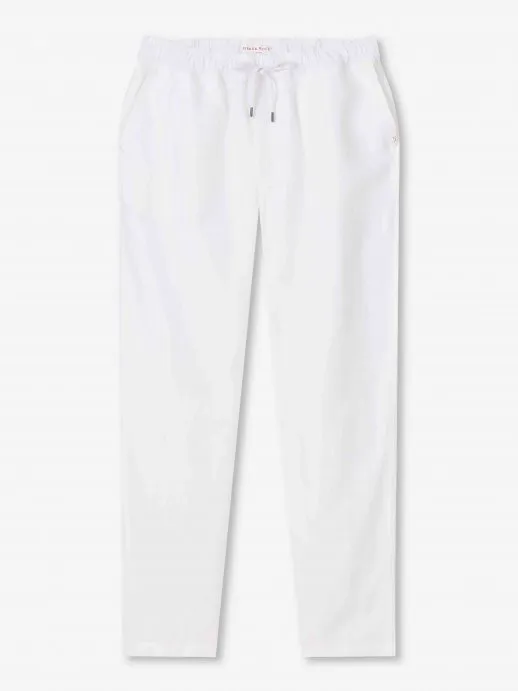 DEREK ROSE Sydney Linen White Pants