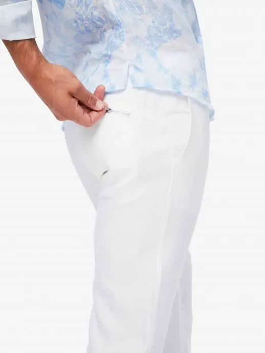 DEREK ROSE Sydney Linen White Pants