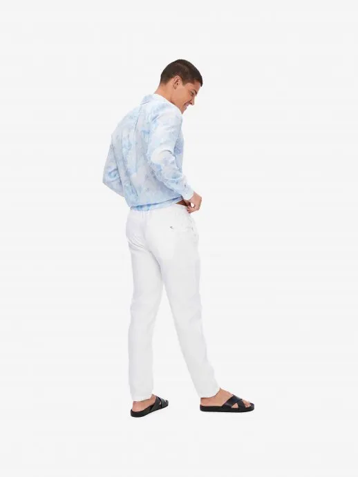 DEREK ROSE Sydney Linen White Pants