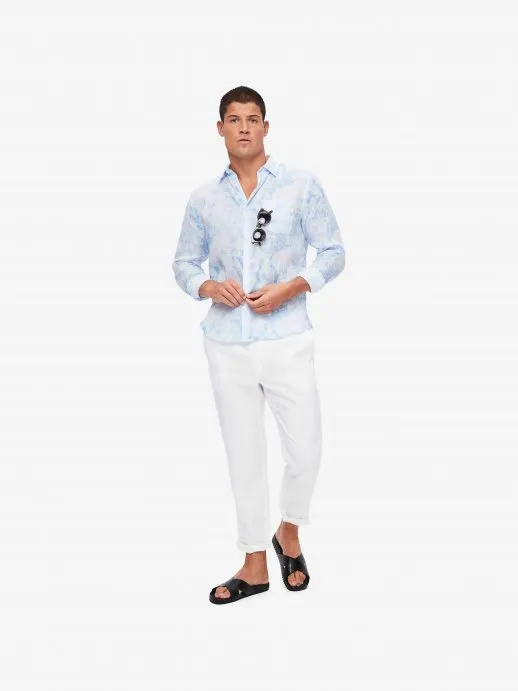 DEREK ROSE Sydney Linen White Pants