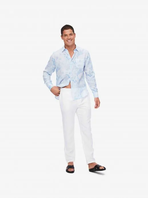 DEREK ROSE Sydney Linen White Pants