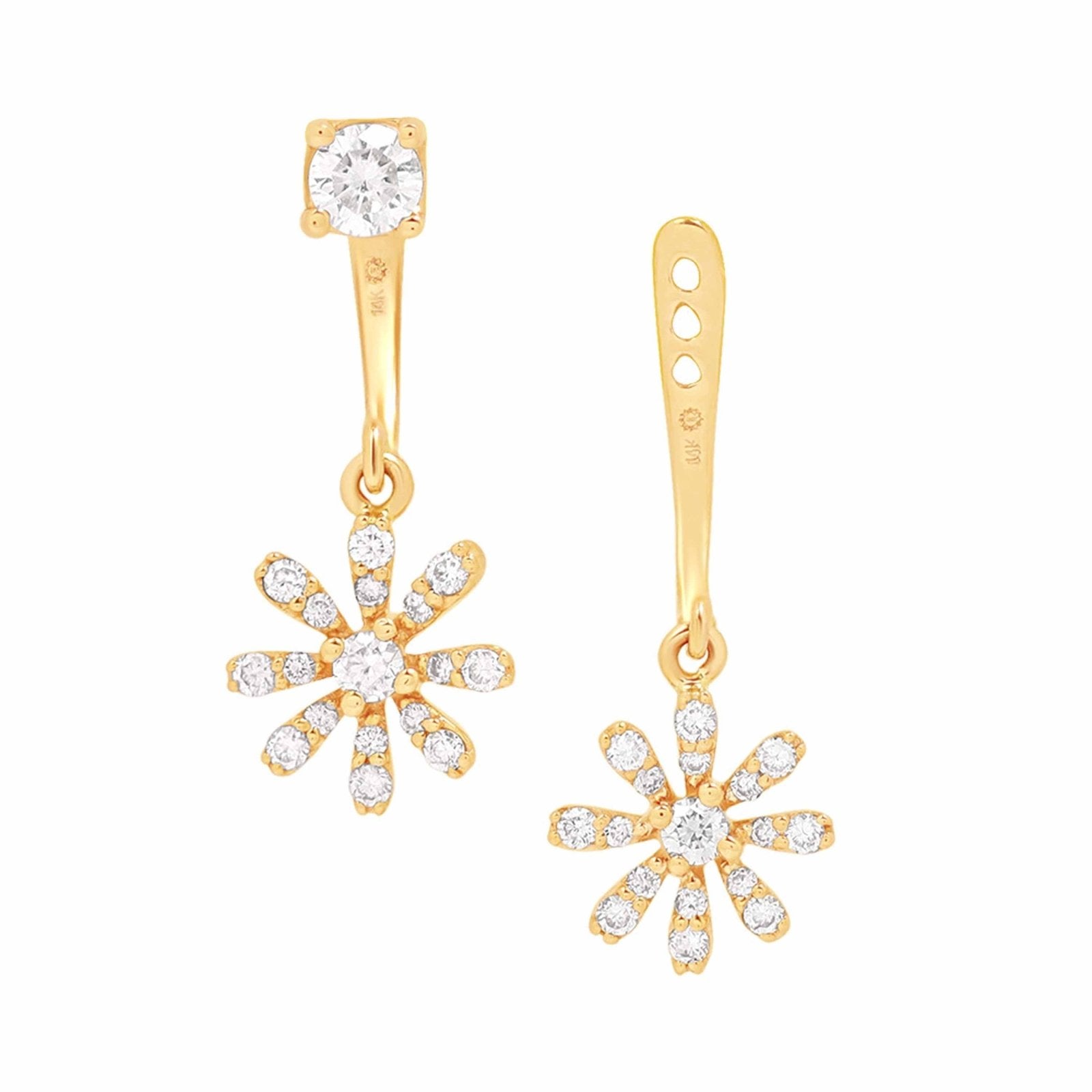 Diamond Flower Ear Jackets & Studs