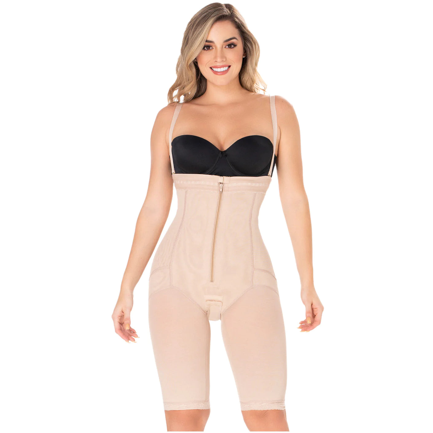 Diane & Geordi 2414 | Postpartum Butt Lifter Tummy Control Capri Shapewear | Open Bust Knee Length Body Shaper for Women | Power