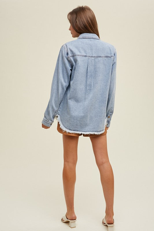 Distressed Denim Shacket