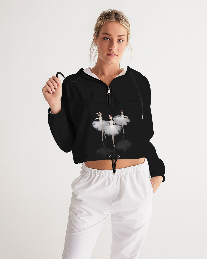 DOLLY  Ballerina Dolls White Women's Cropped Windbreaker black