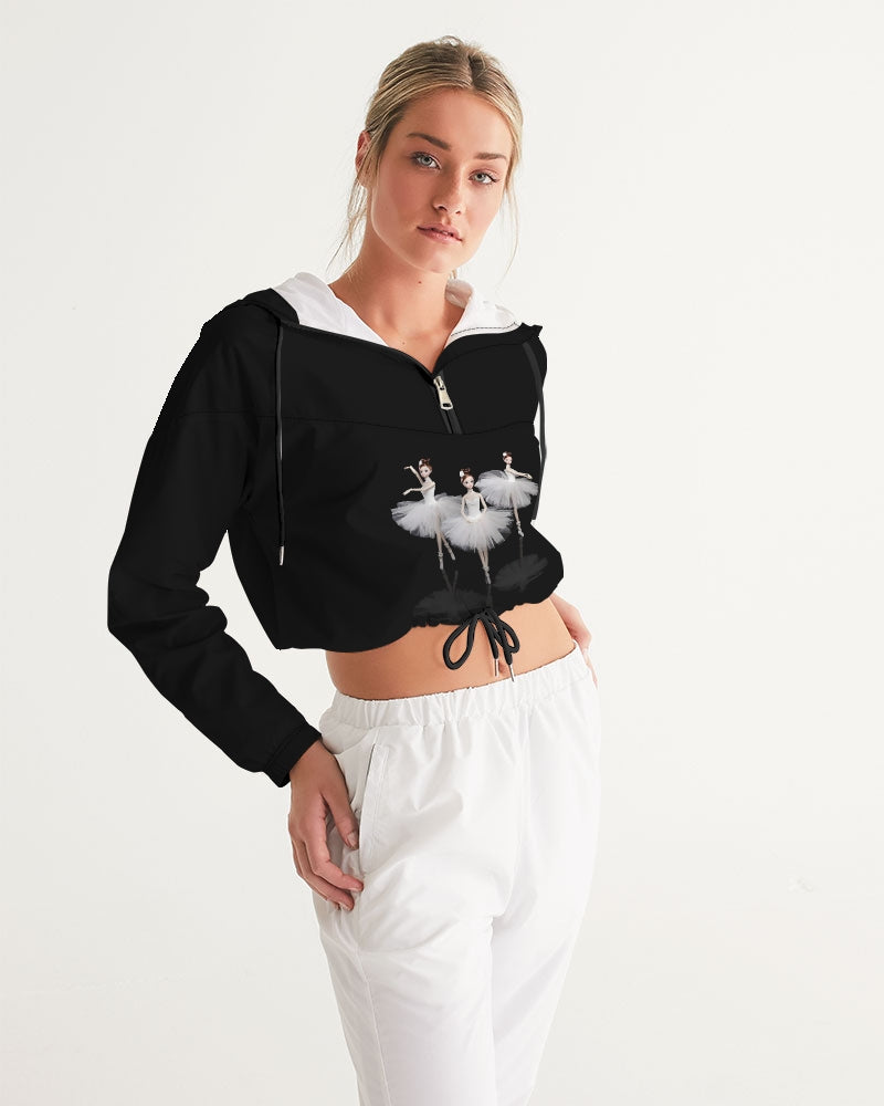 DOLLY  Ballerina Dolls White Women's Cropped Windbreaker black