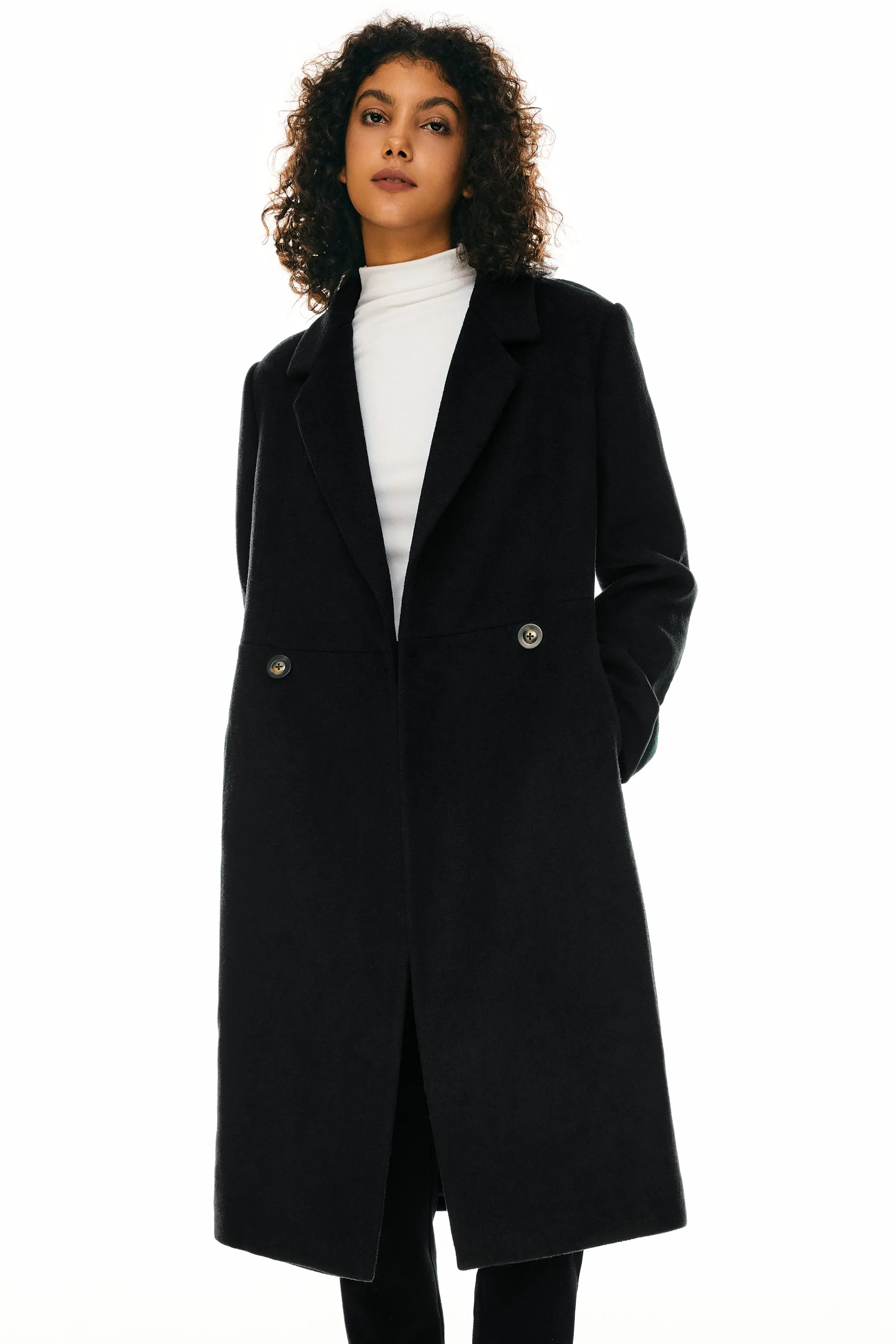 Double Breasted Pea Wool Coat