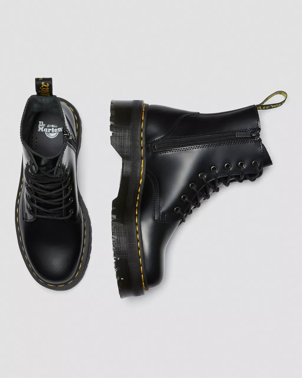 Dr Martens - Jadon Black Polished Smooth Leather Platform Boot 15265001