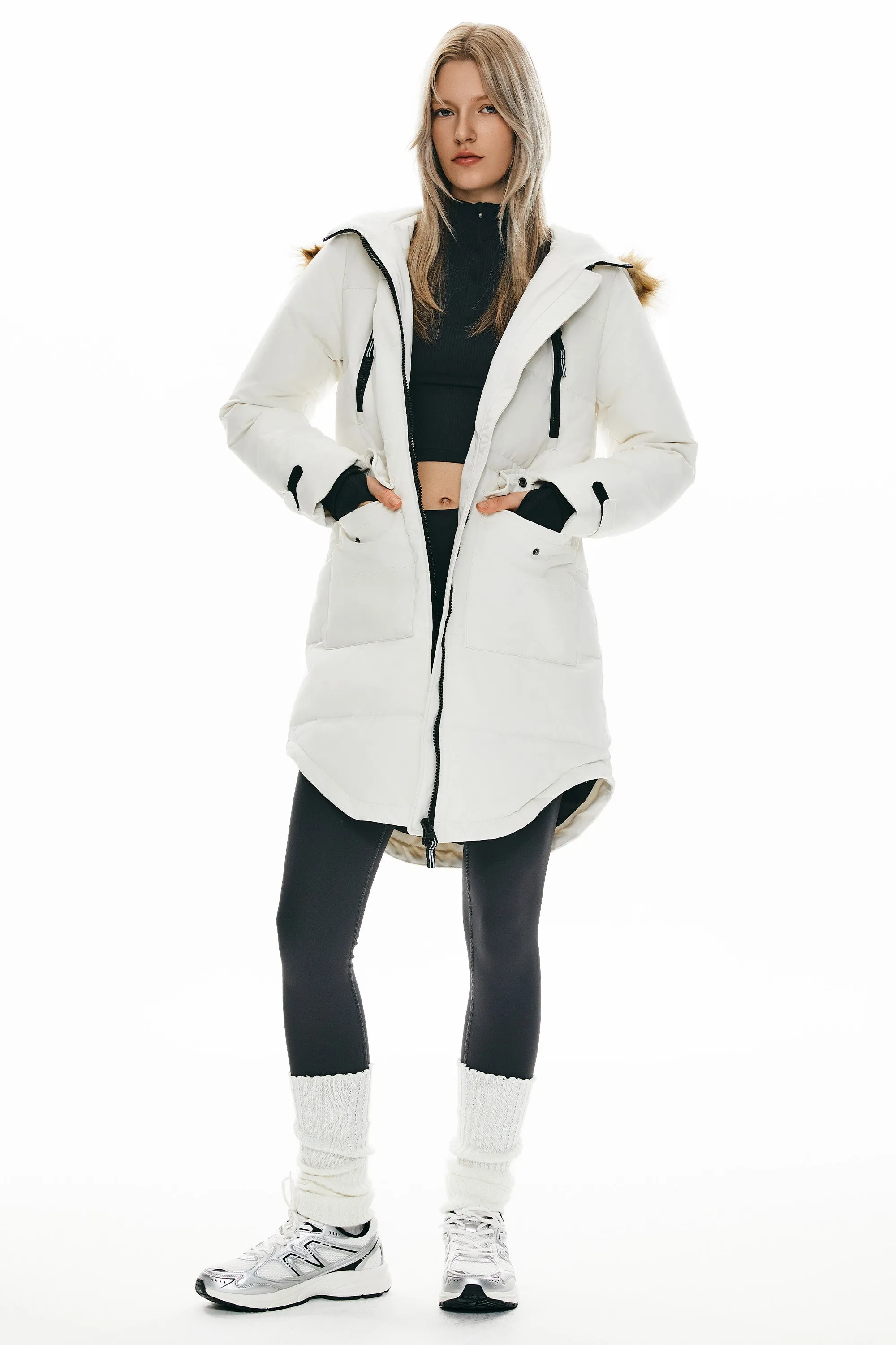 Drawstring Hooded Thickened Down Coat