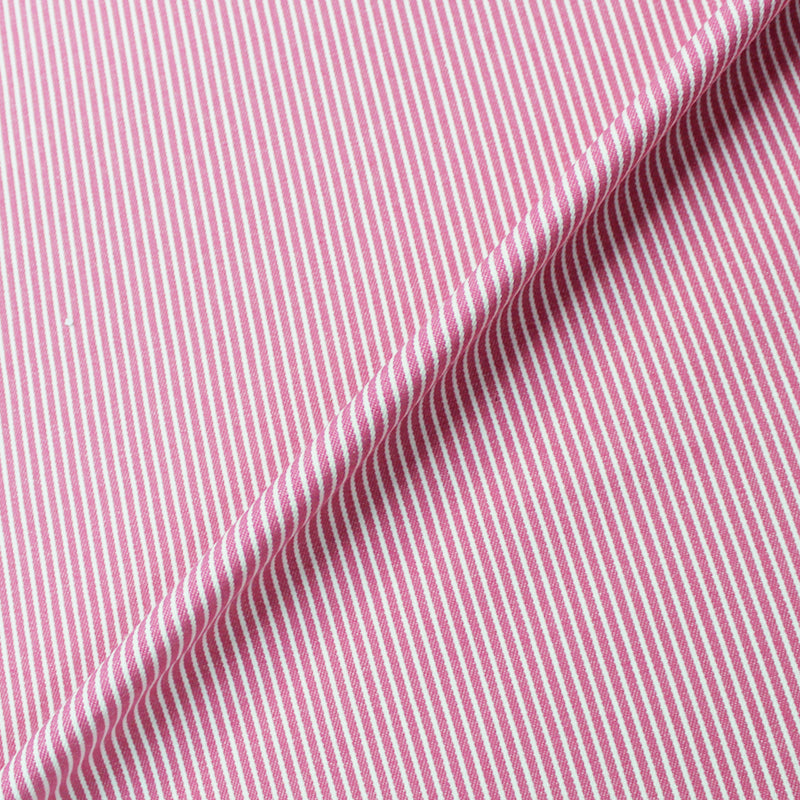 Dressmaking Cotton Denim Hickory Stripe - Pink and White